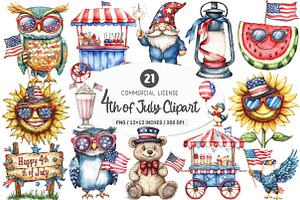 4th of July Sublimation Clipart, an Illustration by SinaCreation