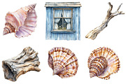 Watercolor Coastal Serenity Clipart, an Illustration by cherrydesign (Thumbnail 3 of 3)