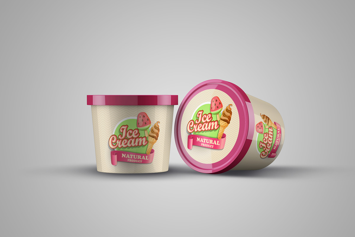 Ice Cream Product Mock-up, a Cups & Container Mockup by graystudio (Photo 1 of 9)