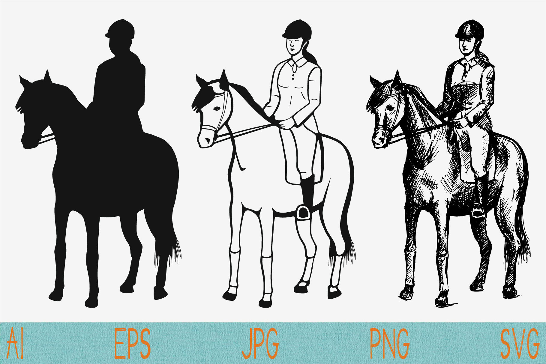 horseback riding horse svg png jpeg, an Animal Illustration by ...