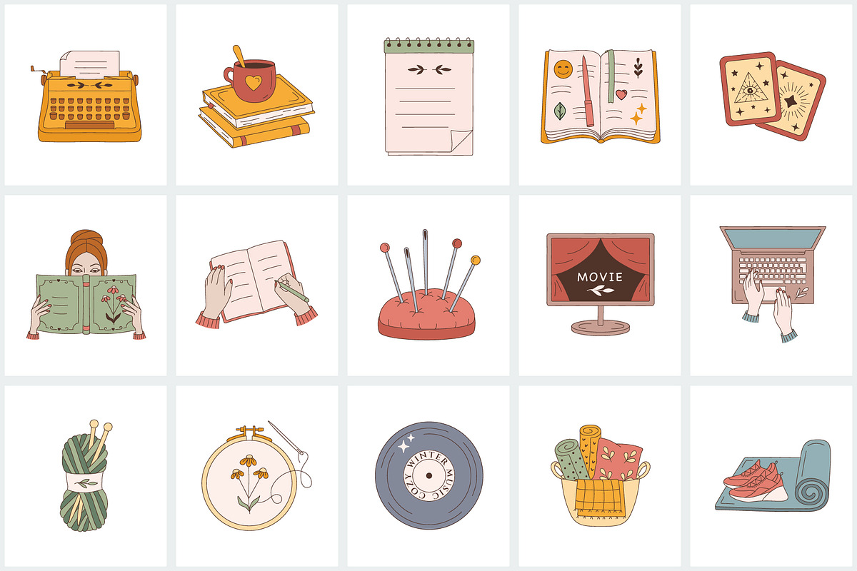 Winter everyday color icon set, an Icon by NatalieArtShop (Photo 6 of 9)