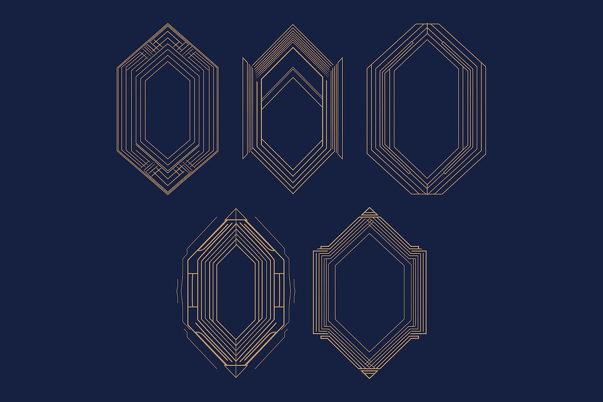 10 Elegant Art Deco Rhombus Frames, a Decorative Illustration by Stanislav Kharchevskyi (Photo 3 of 3)