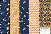 Navy & Blush Gold Foil Digital Paper, a Pattern Graphic by Amanda Ilkov (Thumbnail 4 of 4)