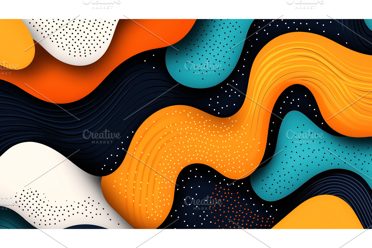 Abstract colorful wave pattern with, an Illustration by Sergey Kotenev