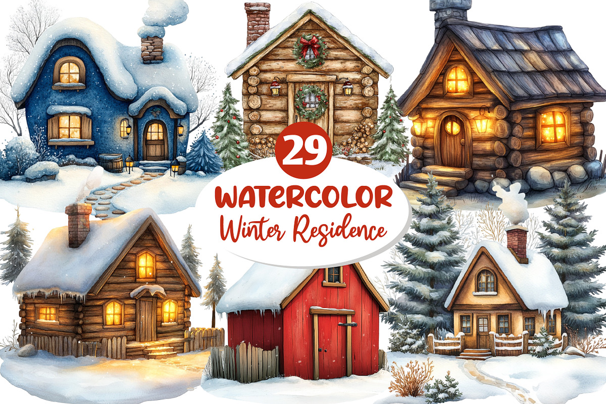 Christmas Winter Residence Clipart, an Illustration by Dream Creation (Photo 1 of 6)