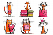 Quirky Valentine Day Cats Clipart, an Illustration by Daily.Designs (Thumbnail 3 of 5)