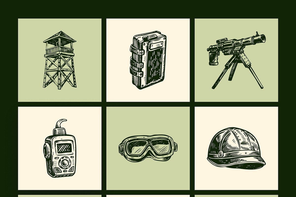 Vintage Military Art Set, an Object Illustration by Prosymbols (Photo 8 of 10)