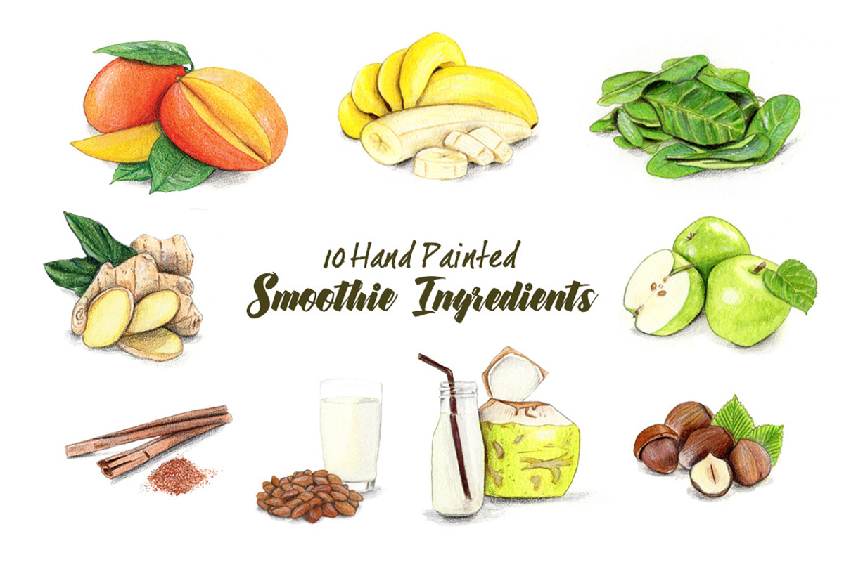 10 Green Smoothie Ingredients, a Healthcare Illustration by Miriam Figueras (Photo 1 of 6)