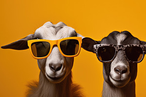 Three Goats In Sunglasses: A Quirky Fashion Statement On A Vibra