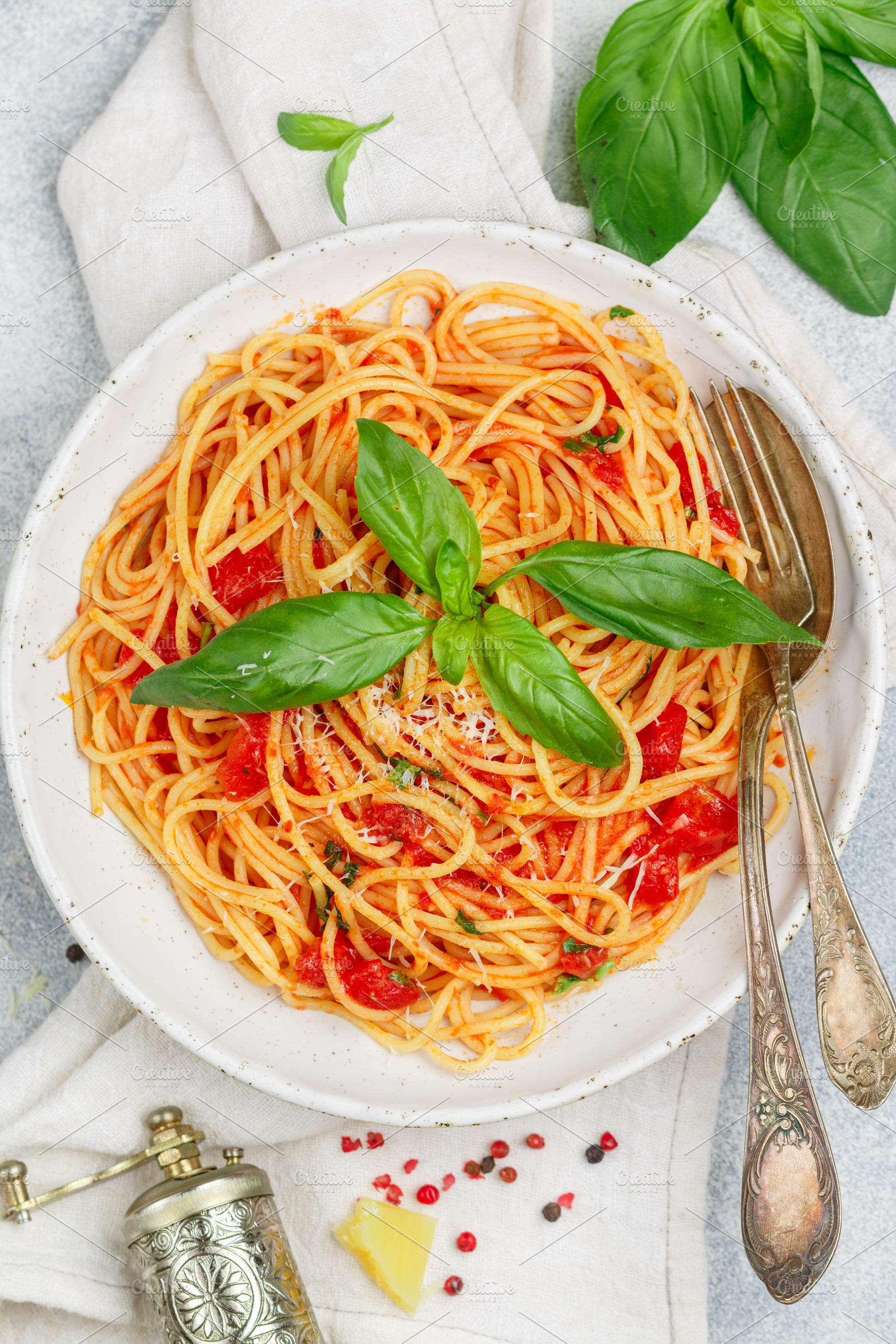 Spaghetti with tomato sauce, a Food & Drink Photo by La_Vanda