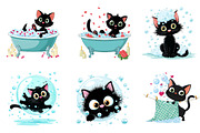 Bath black cat clip-art, an Illustration by CreationArt (Thumbnail 6 of 6)