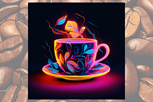 Neon Coffee Cups Graphic Bundle