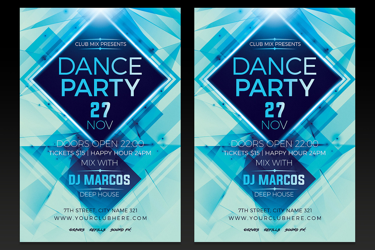 Dance Party Flyer Template, a Flyer Template by designblends@gmail.com (Photo 1 of 3)