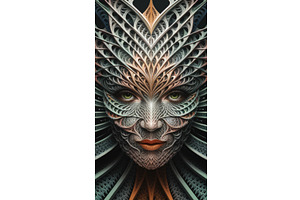 Intricate abstract face design with, an Illustration by tilialucida
