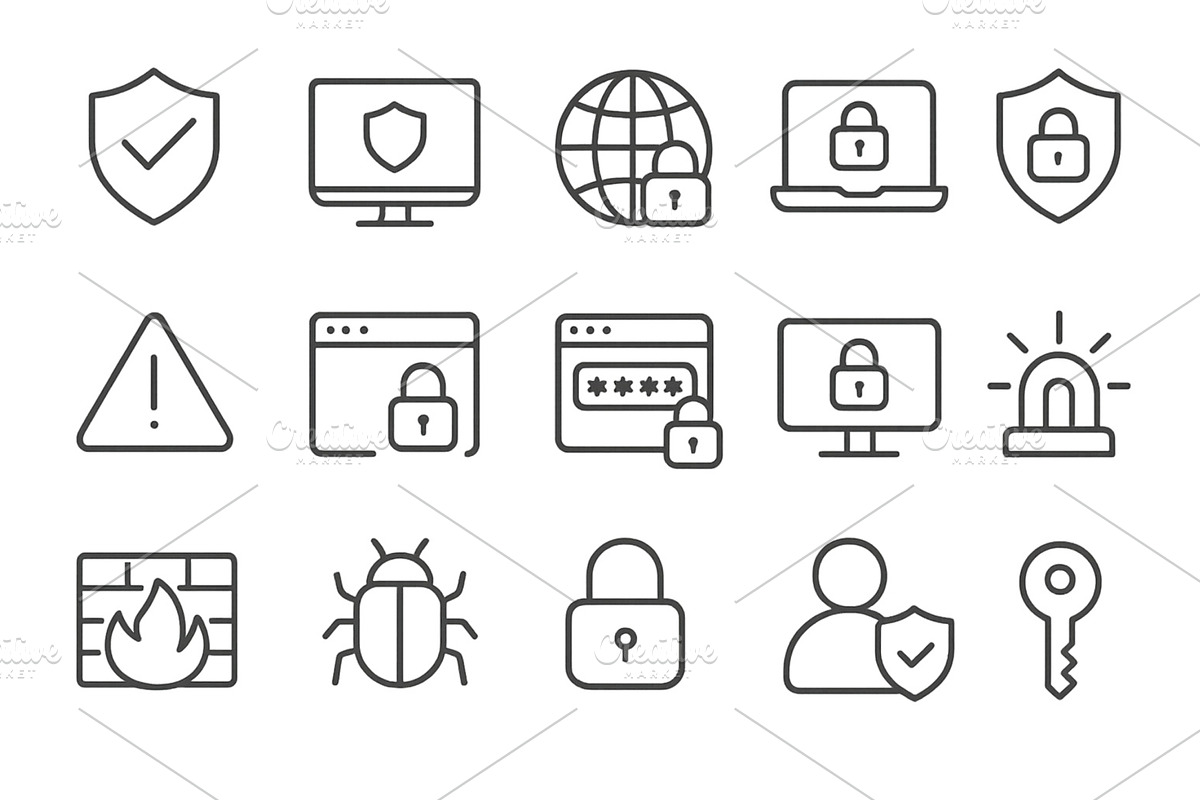 Collection of security icons, a Technology Illustration by ZinetroN