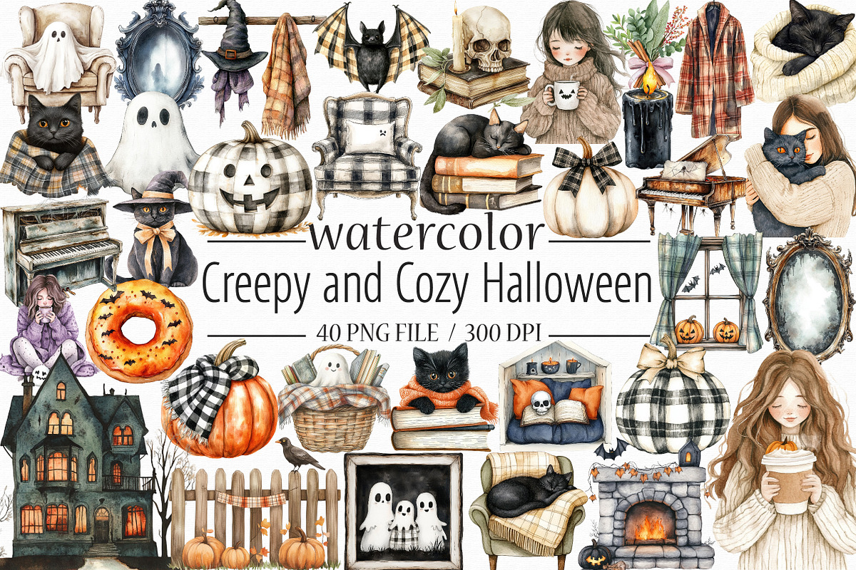 Creepy and Cozy Halloween Clipart, an Illustration by Libby Wishes (Photo 1 of 5)
