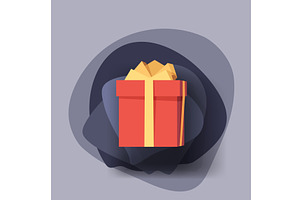 red cute gift box on abstract back, an Object Illustration by IfH