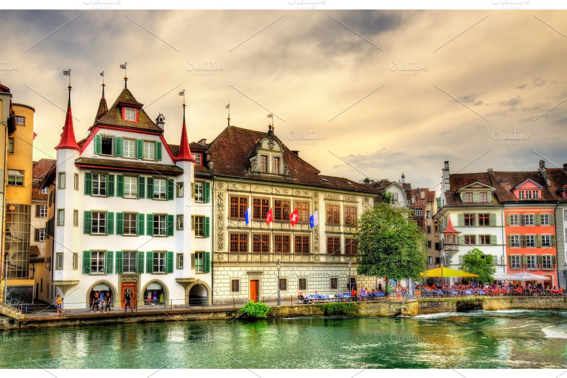 Buildings in the historic centre of lucerne switzerland stock photo, an Architecture Photo by Leonid Andronov
