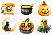 Yellow Retro Halloween Clipart, an Illustration by Sublimation Artist (Thumbnail 3 of 6)