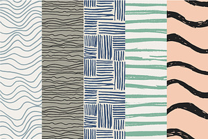 Stripes And Waves Seamless Patterns