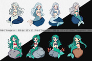 Mermaid on Rock Clipart, a Graphic by Artnoy (Thumbnail 2 of 5)