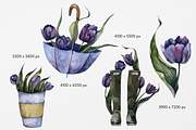 Tulips rainy watercolor clipart, an Object Graphic by Artcard Watercolor (Thumbnail 4 of 5)