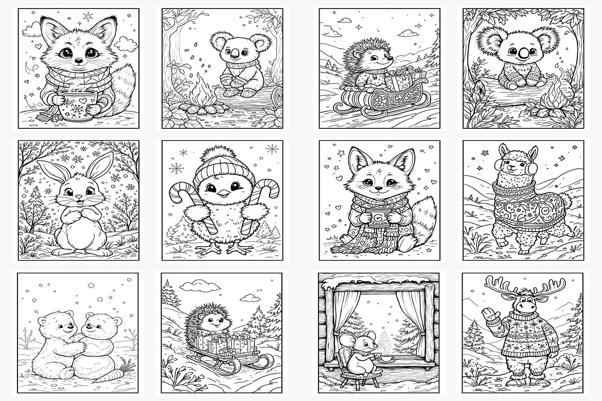 Winter Coloring Pages: Animal-Themed, a Seasonal Illustration by Lamia Emad (Photo 3 of 4)