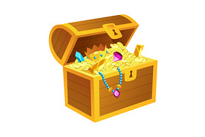 Treasure gold coins. Chest full of, an Object Illustration by the8monkey
