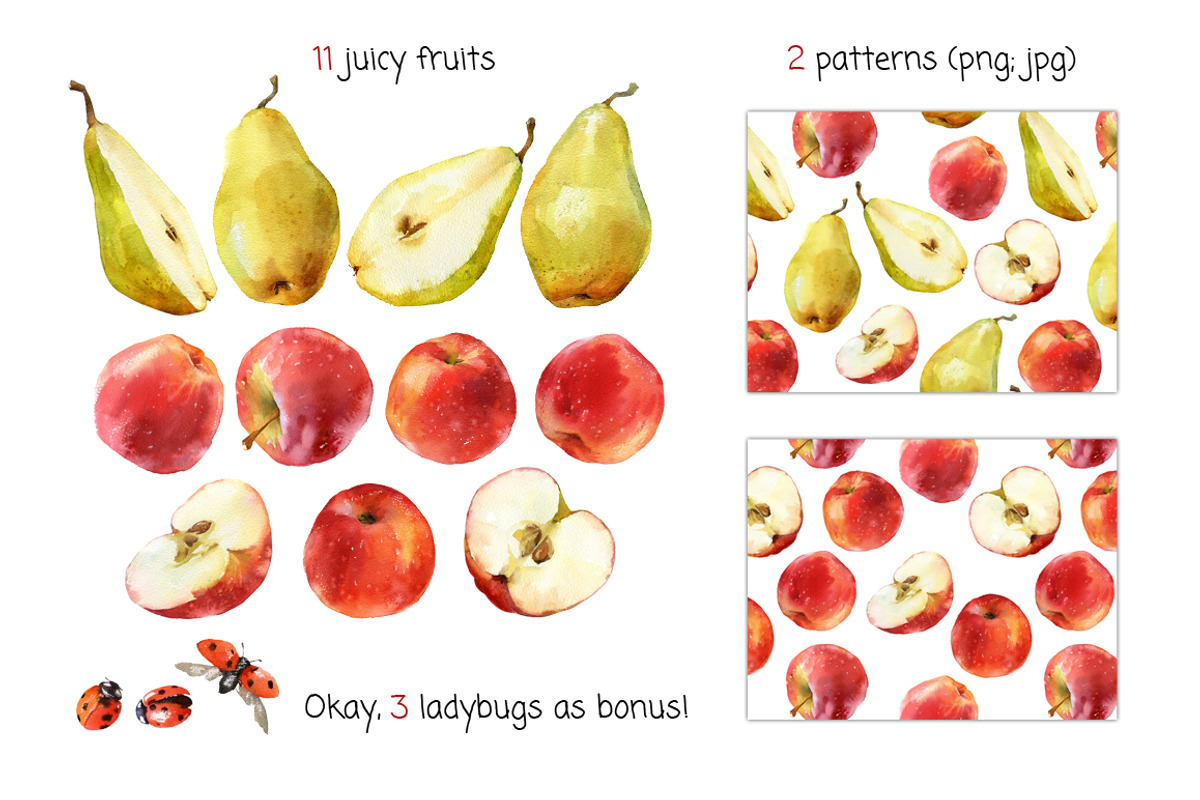 Apples and pears. Watercolor., a Graphic by ognivo (Photo 2 of 2)