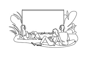 movie outdoor cinema vector, a Person Illustration by pikepicture