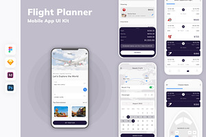 Flight Planner Mobile App UI Kit, an UI Kit Template by uicube