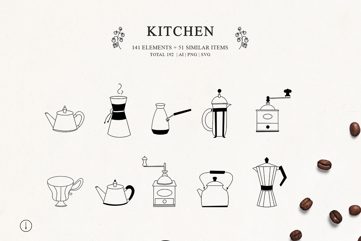 Kitchen line drawing for bakery logo, a Food Illustration by Summer Nightingale Art (Photo 5 of 9)