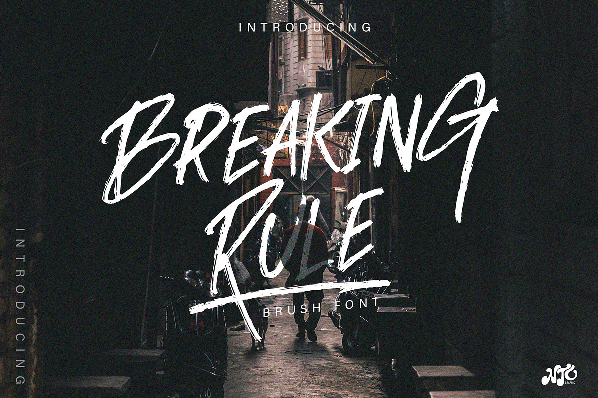BREAKING RULE - Rough Brush Font, a Script Font by NTC Graphic (Photo 1 of 9)