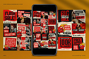 Red Grunge Fashion Instagram Pack, a Social Media Template by graphicook (Thumbnail 1 of 5)