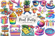 Colorful Pool Party Clipart, an Illustration by CreationArt (Thumbnail 1 of 5)