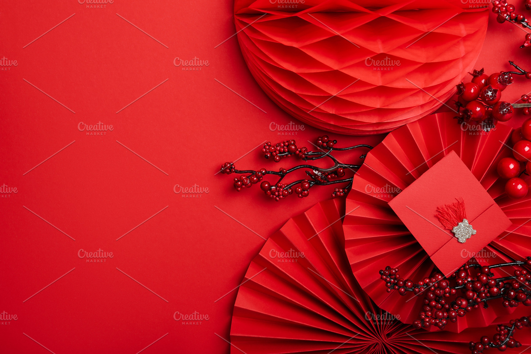 Concept of Happy Chinese new year, space for text, a Beauty & Fashion Photo by AtlasStudio PRO