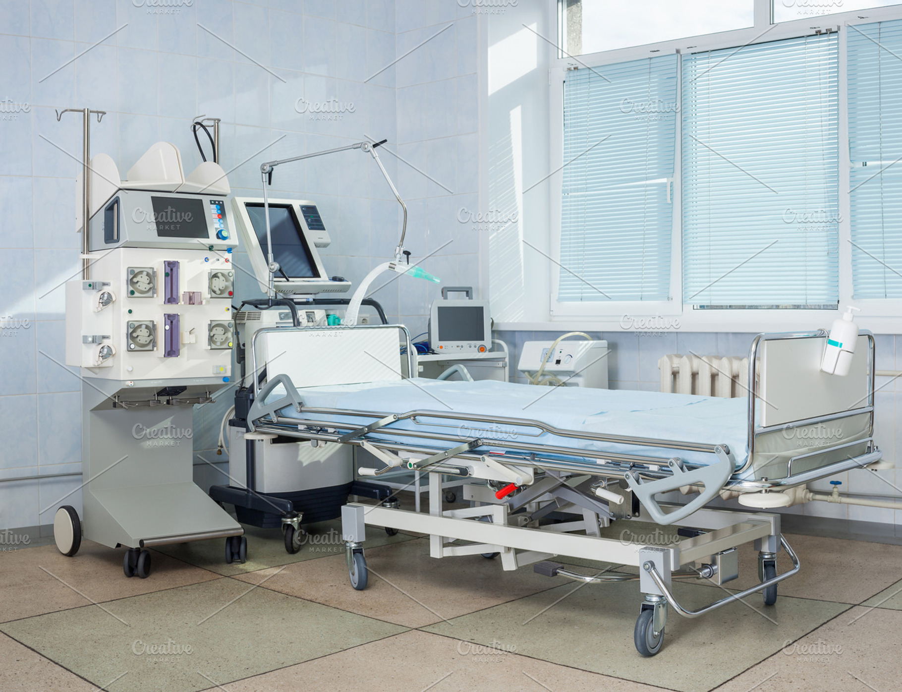 ICU hospital bed.