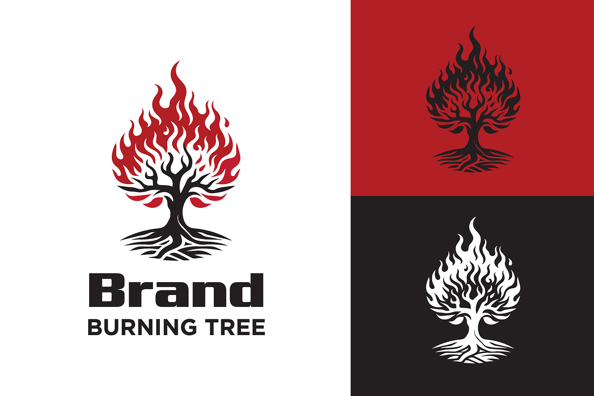 burning tree with flame fire logo, a Branding & Logo Template by funpixel