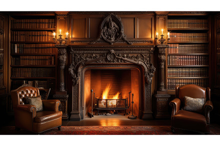 reading fireplace library ai, a School & Education Photo by pikepicture