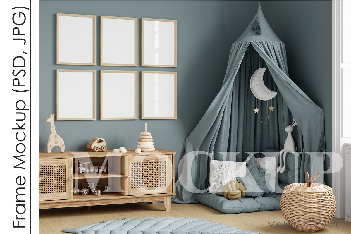 Kids Room Frame Set Mockup PSD JPG, a Print Template by VNmockup (Photo 1 of 4)