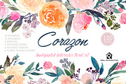 Corazon - Watercolor Floral Set, an Illustration by SmallHouseBigPony (Thumbnail 1 of 12)