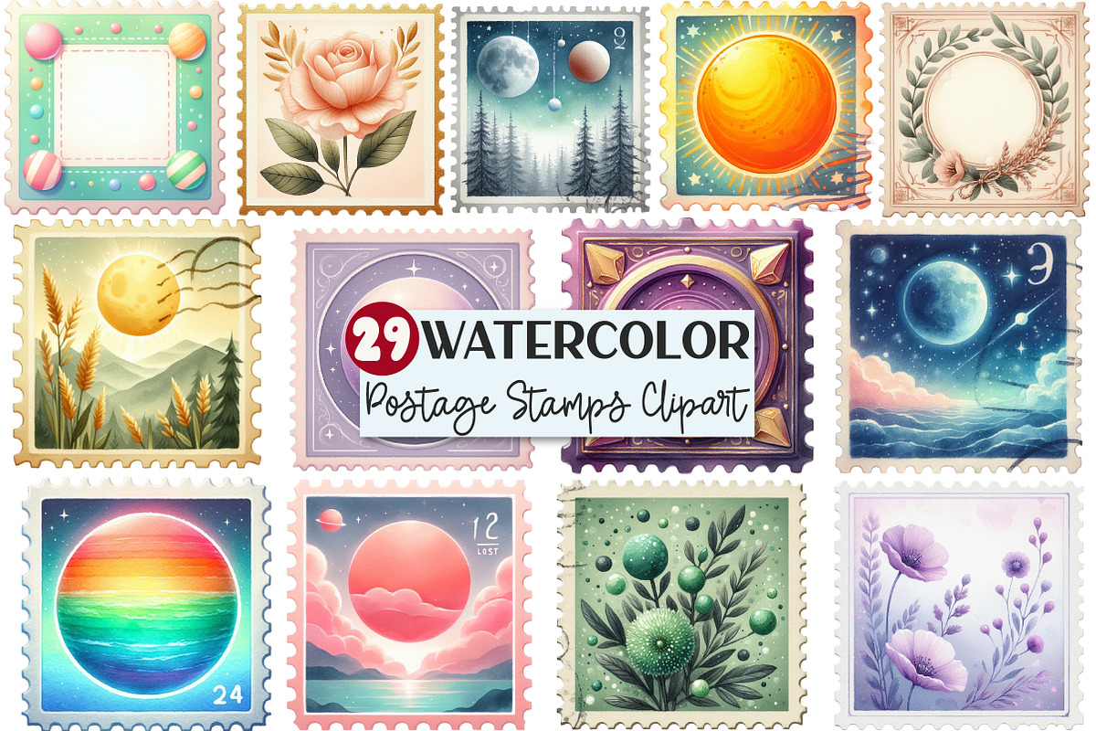 Empty Postage Stamps Clipart, an Illustration by Rose Art (Photo 1 of 4)