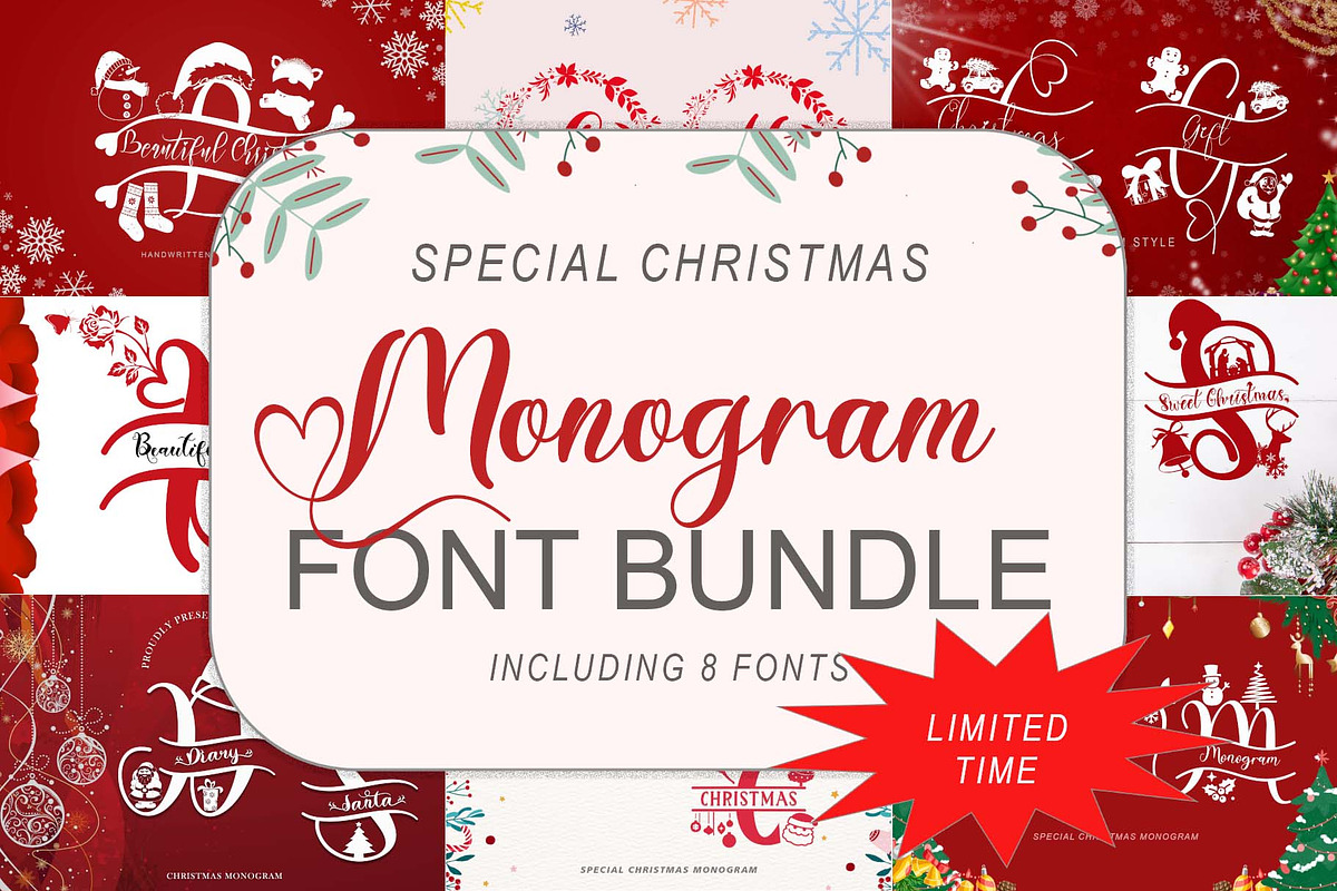 Special Christmas Monogram Bundle, a Script Font by Yoga Letter (Photo 1 of 5)