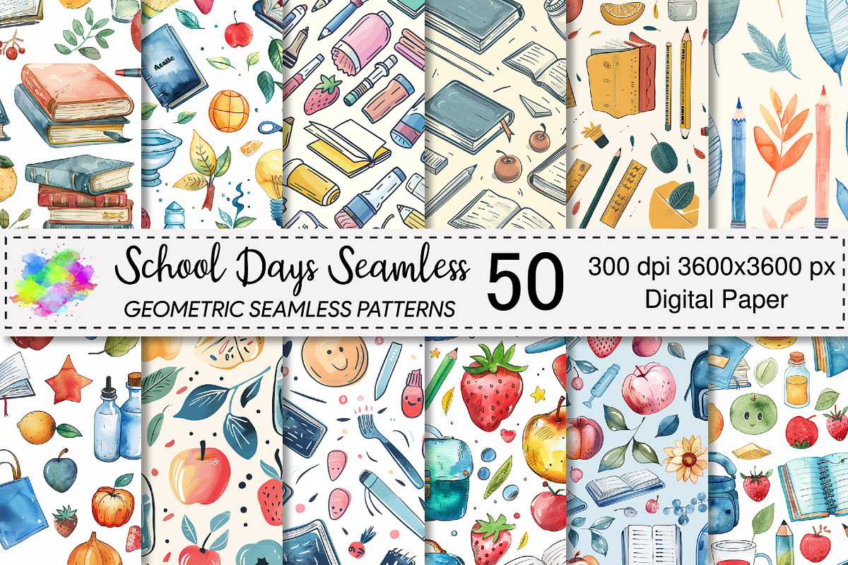 School Days Seamless Patterns, a Pattern Graphic by Canvas Craft (Photo 1 of 6)