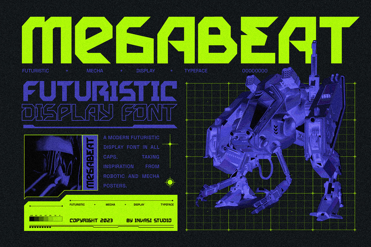 Megabeat - Retro Futurism Fonts, a Sans Serif Font by Invasi Studio (Photo 1 of 10)