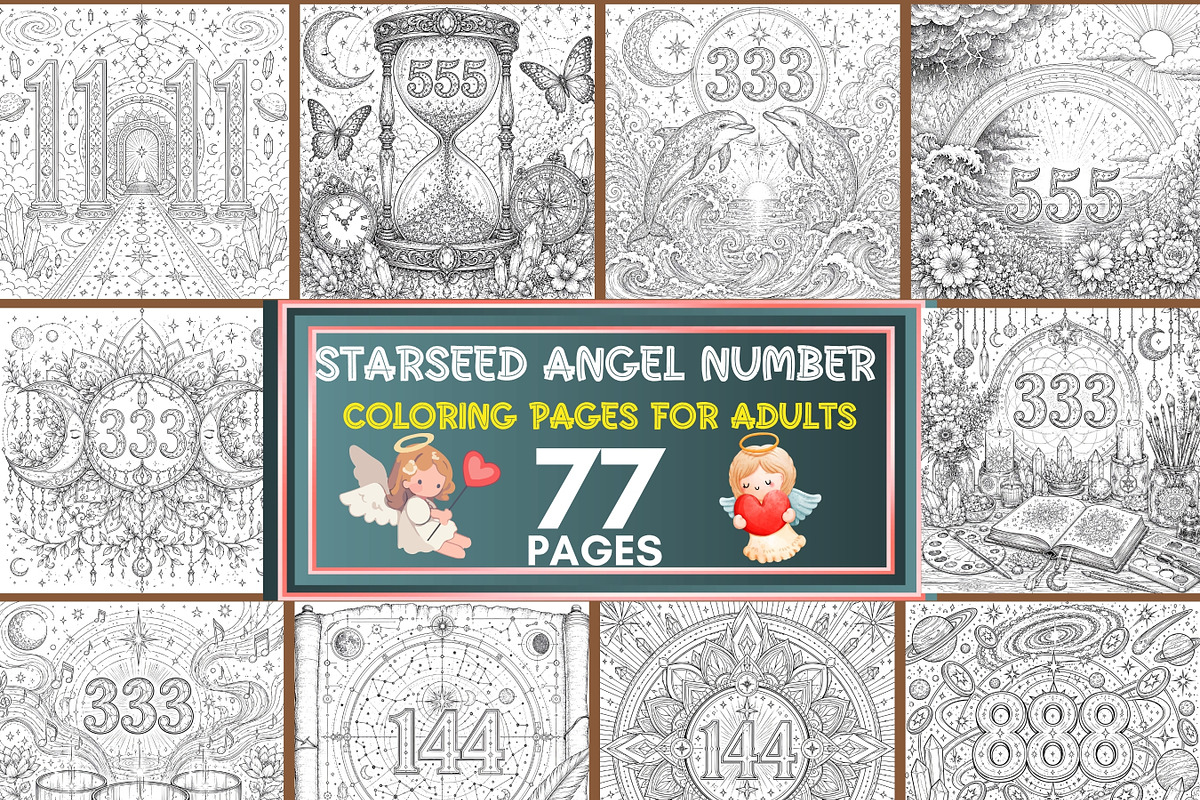 Starseed Angel Number Coloring Pages, a Brochure Template by LA Design (Photo 1 of 10)