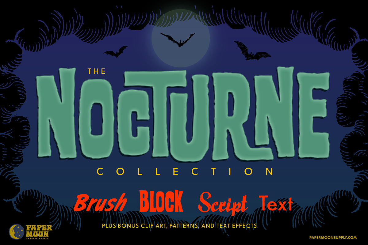 Nocturne Vintage Horror Collection, a Font by Paper Moon Graphic Supply (Photo 1 of 16)