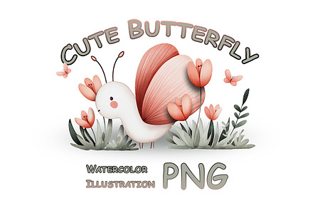 Watercolor Illustration with Cute Bu