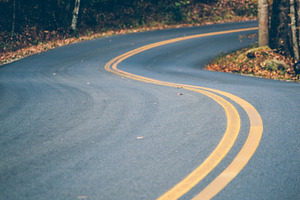 Country road in the forest containing country road, road, and route, a Transportation Photo by FunkyMedia