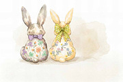 Watercolor Easter Bunnies Love, an Illustration by VetalStock (Thumbnail 1 of 3)